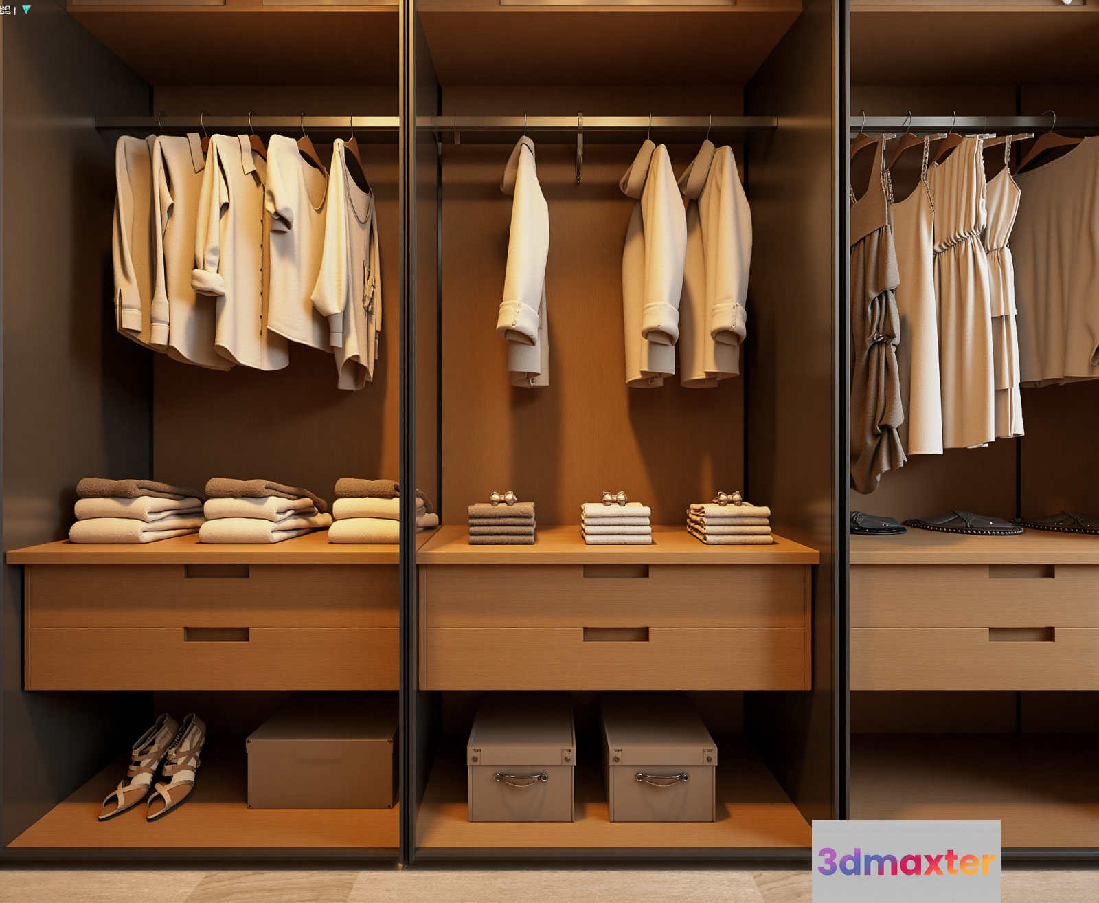 Wooden Closet Space 3D Model - 22189 - VRAY Render