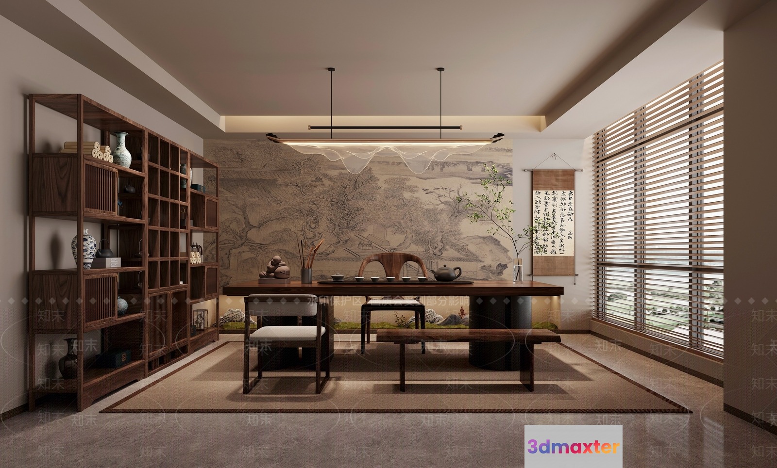 Modern Asian Dining Room 3D Model - 16818 - VRAY Render