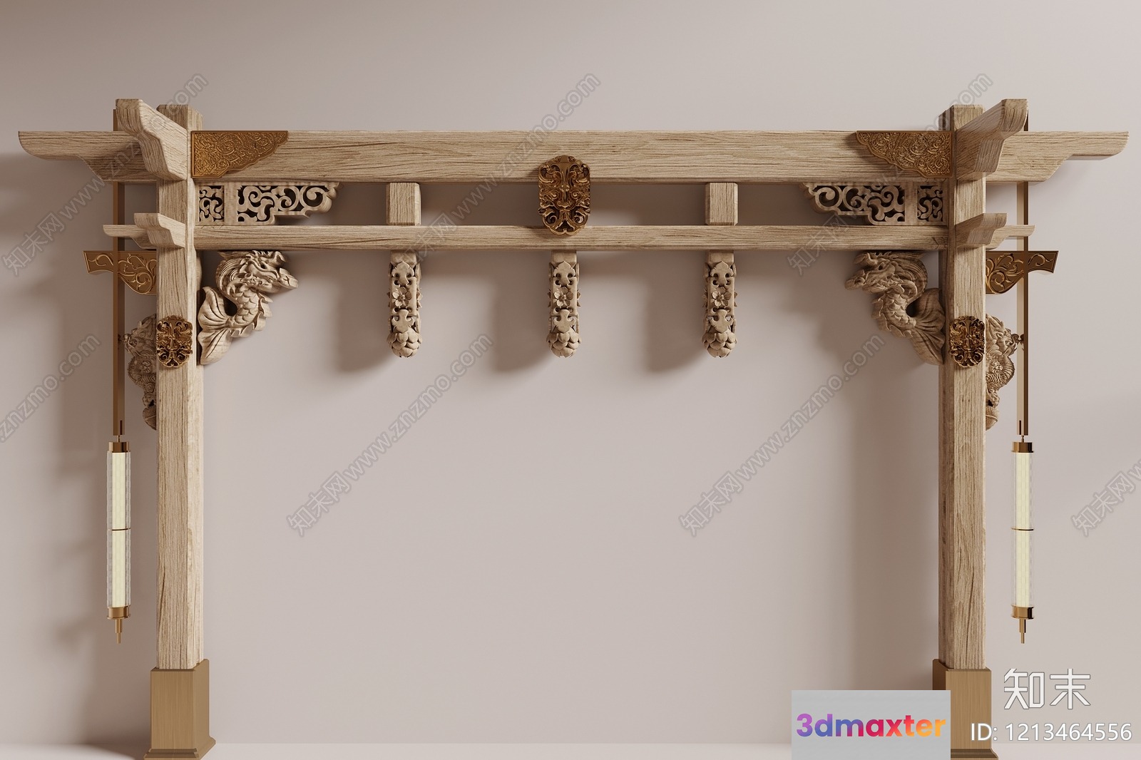 A Decorative Wooden Archway 3D Model - 17207 - VRAY Render