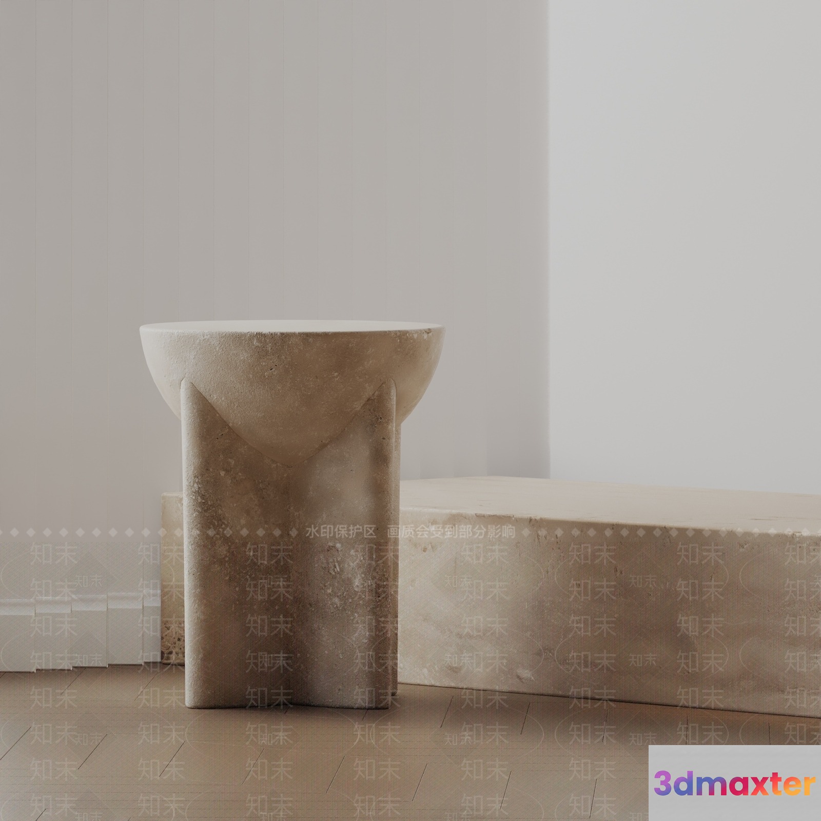 Simple Stone Stool 3D Model - 19814 - VRAY Render