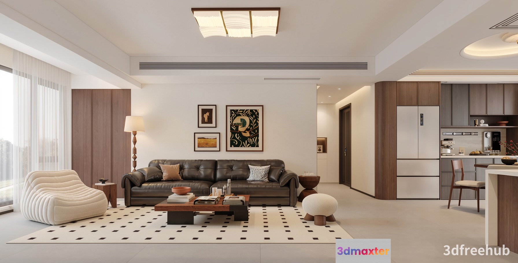 Modern Living Room 3D Model - 20498 - VRAY Render