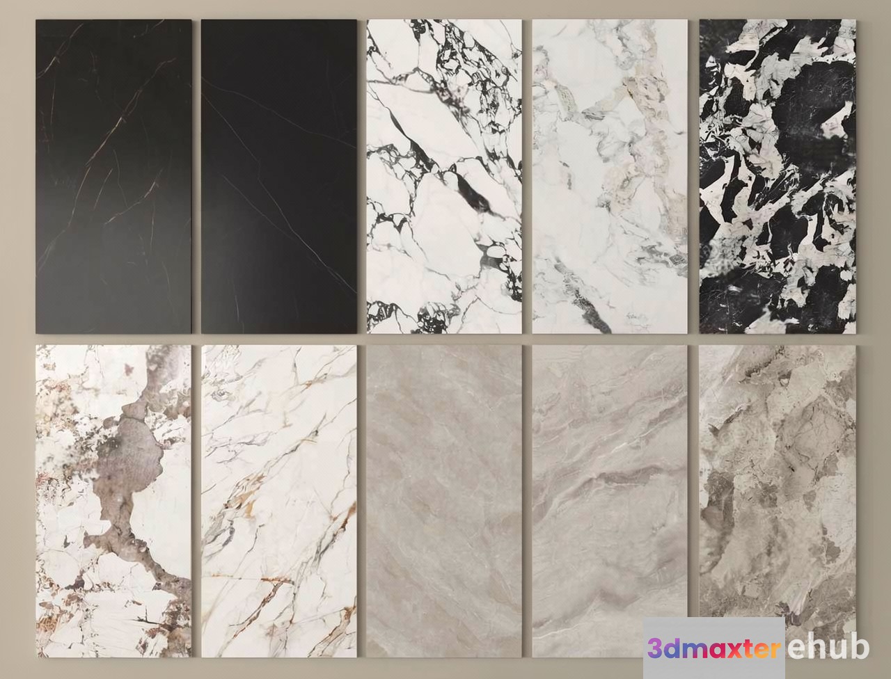 Marble-Like Patterns On Tiles 3D Model - 22975 - VRAY Render