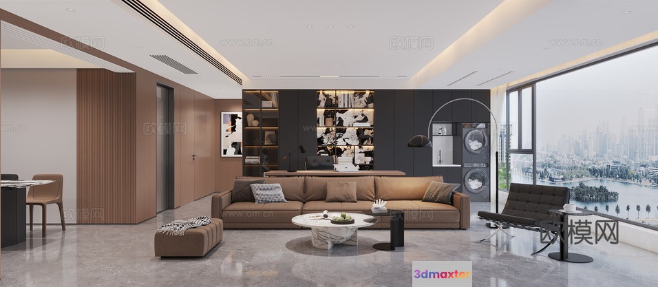 Modern Living Room 3D Model - 12015 - CORONA Render