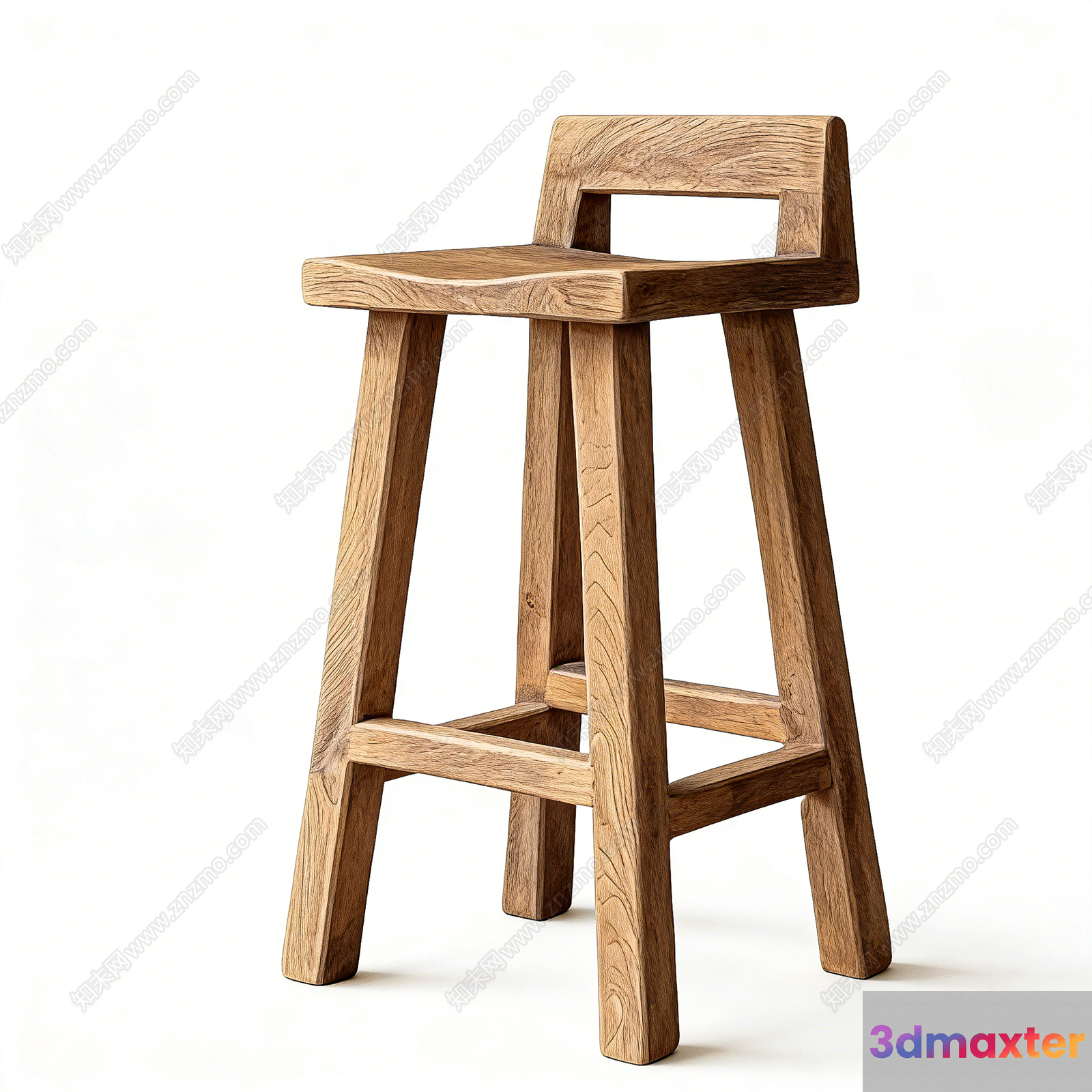 Wooden Bar Stool 3D Model - 3270 - VRAY Render
