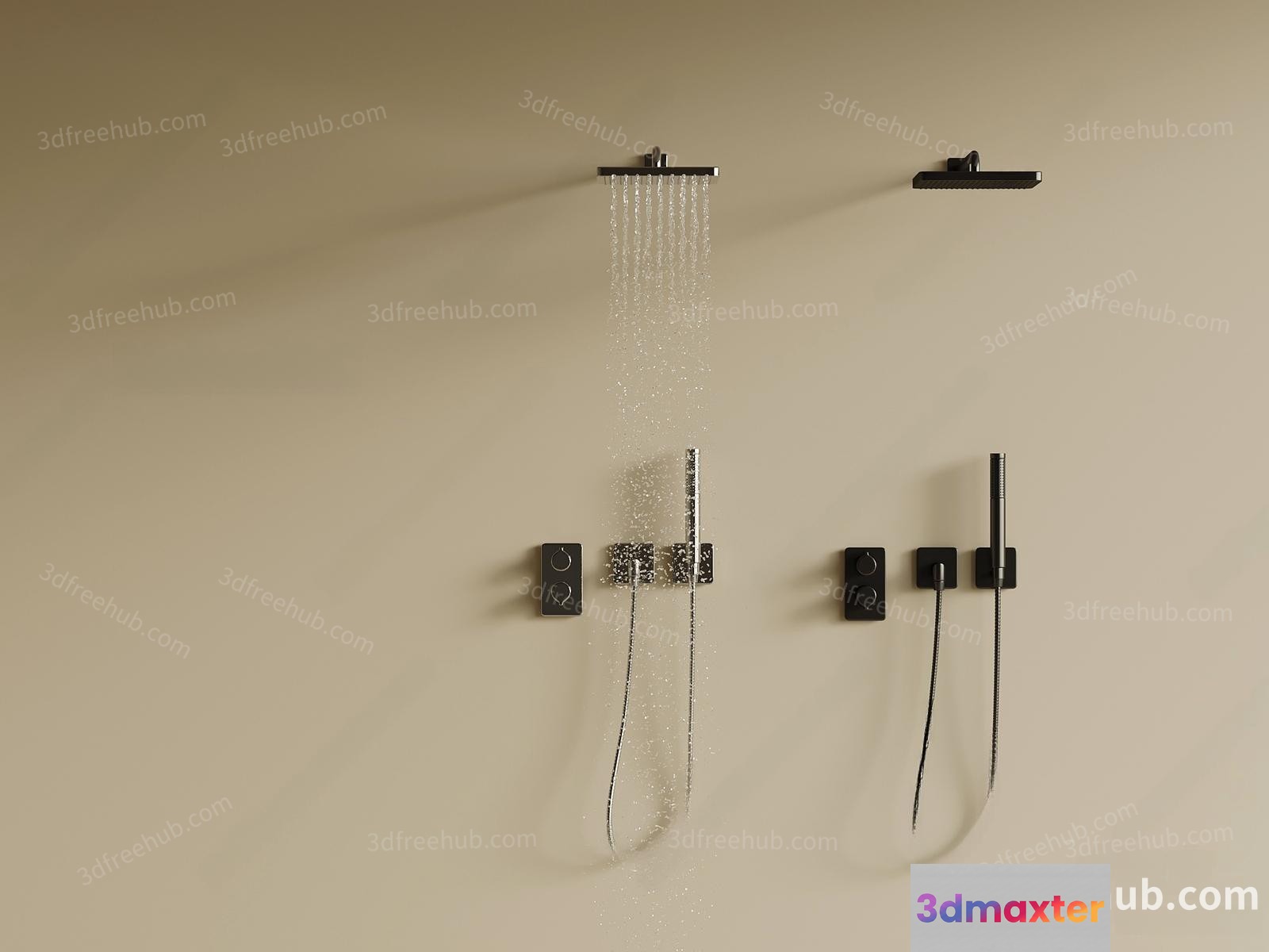 Modern Wall-Mounted Shower System 3D Model - 18741 - VRAY Render