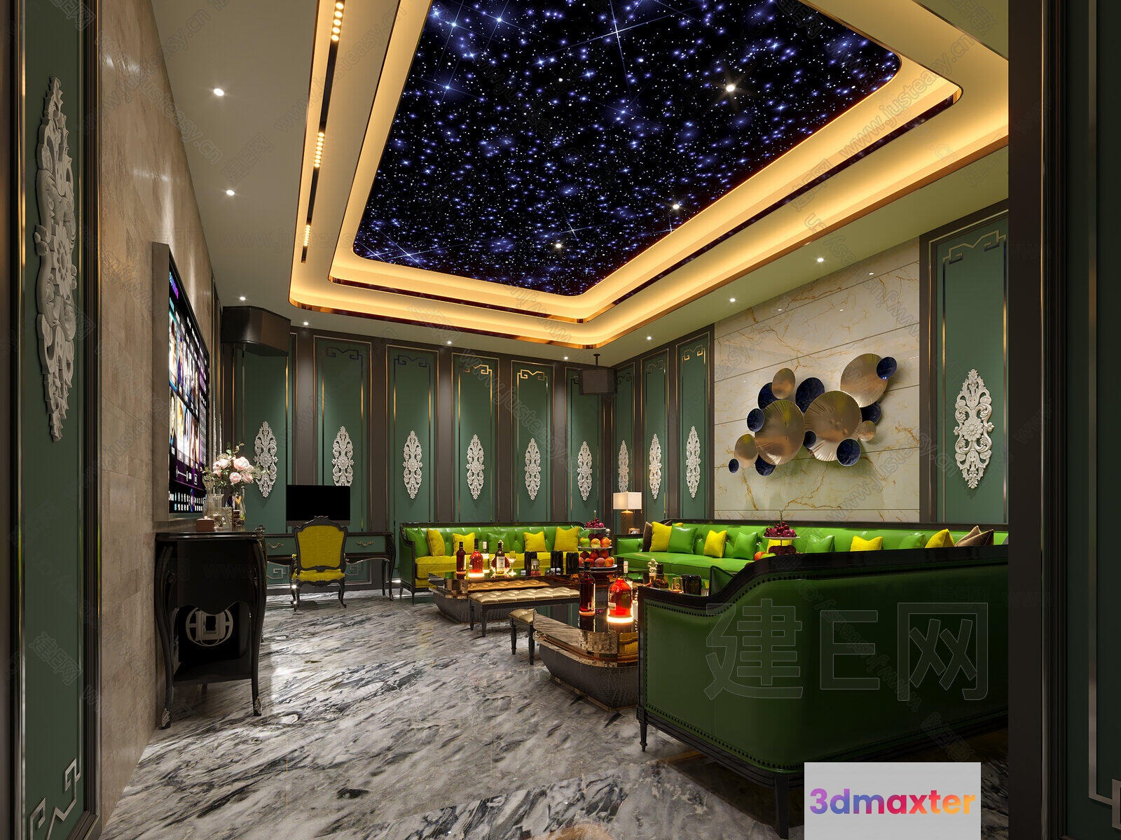 Luxury Living Room 3D Model - 251 - CORONA Render