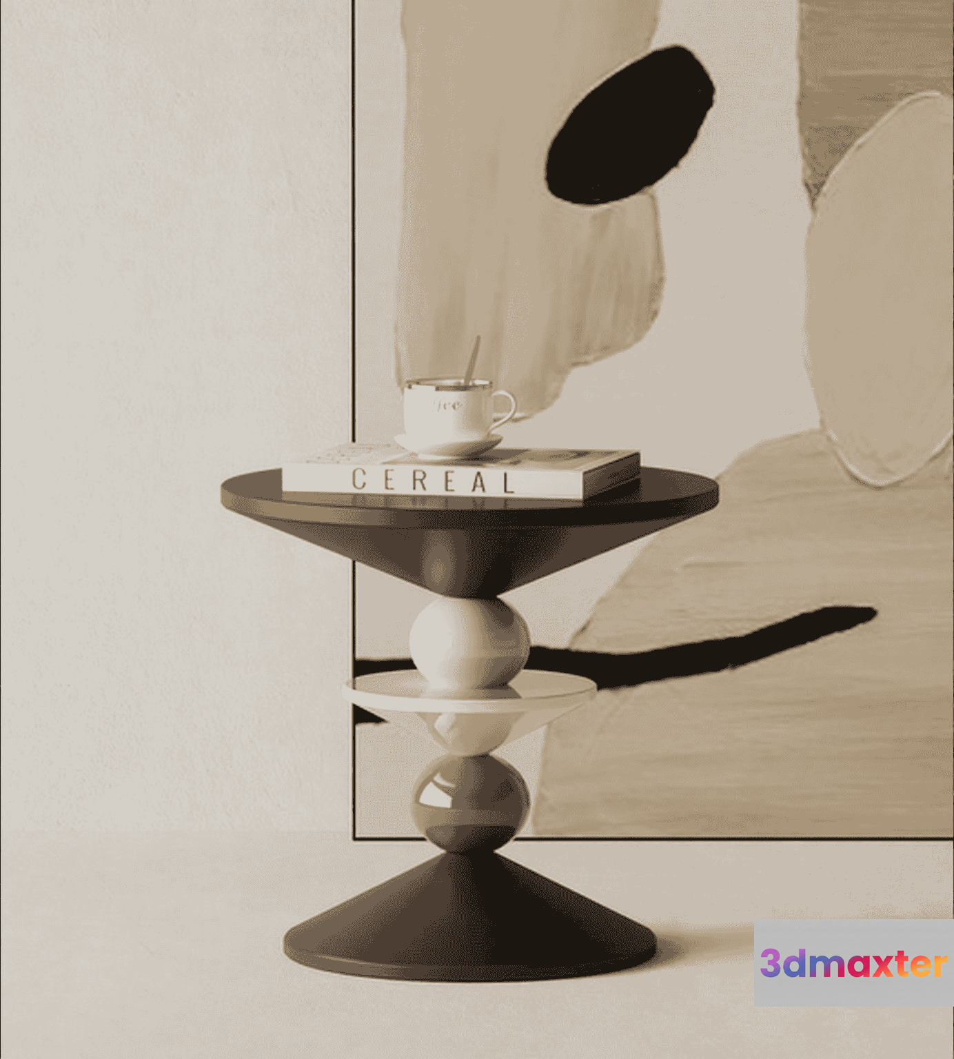 Small Table With A Book And A Cup 3D Model - 16558 - VRAY Render