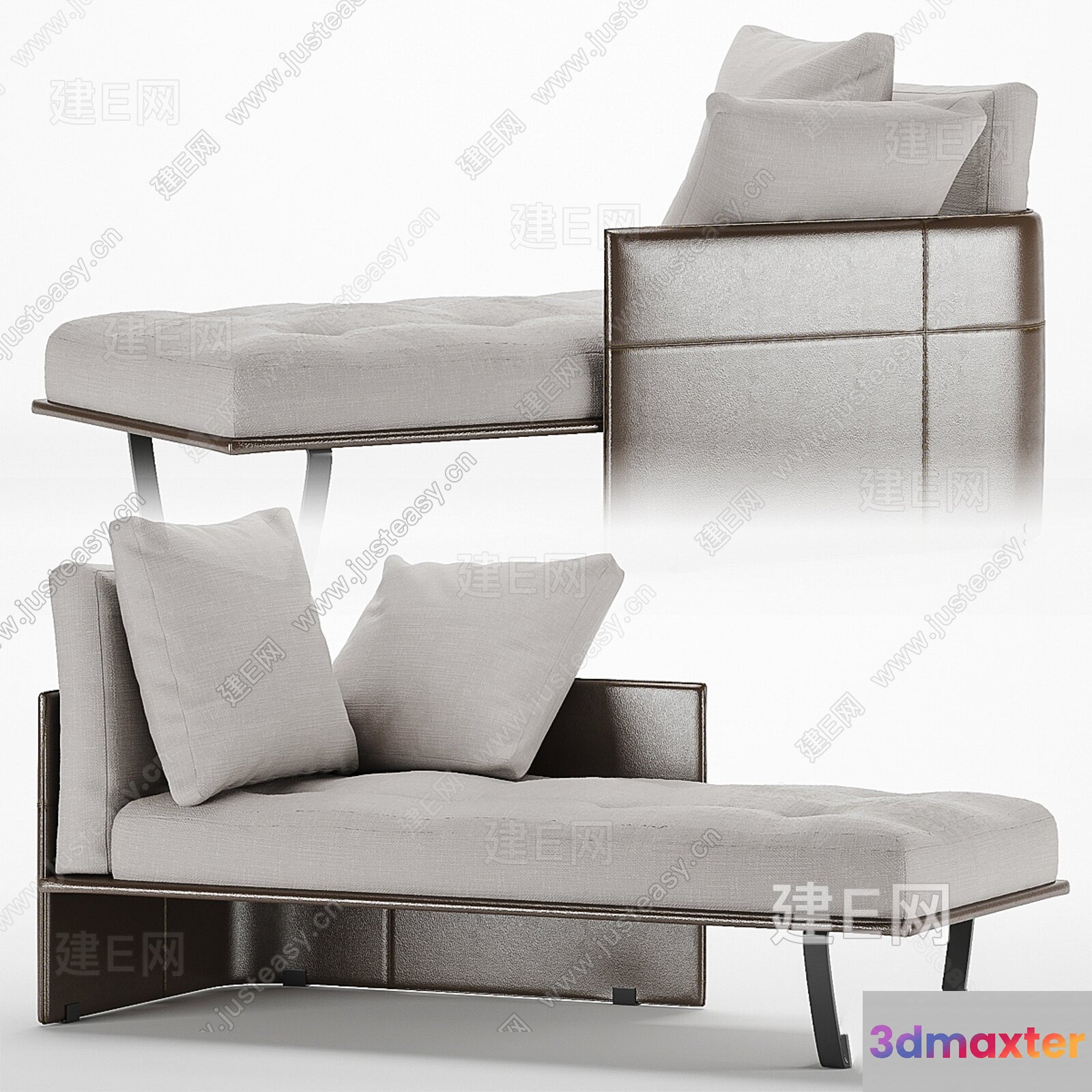 Modern Grey Couch 3D Model - 13910 - VRAY Render