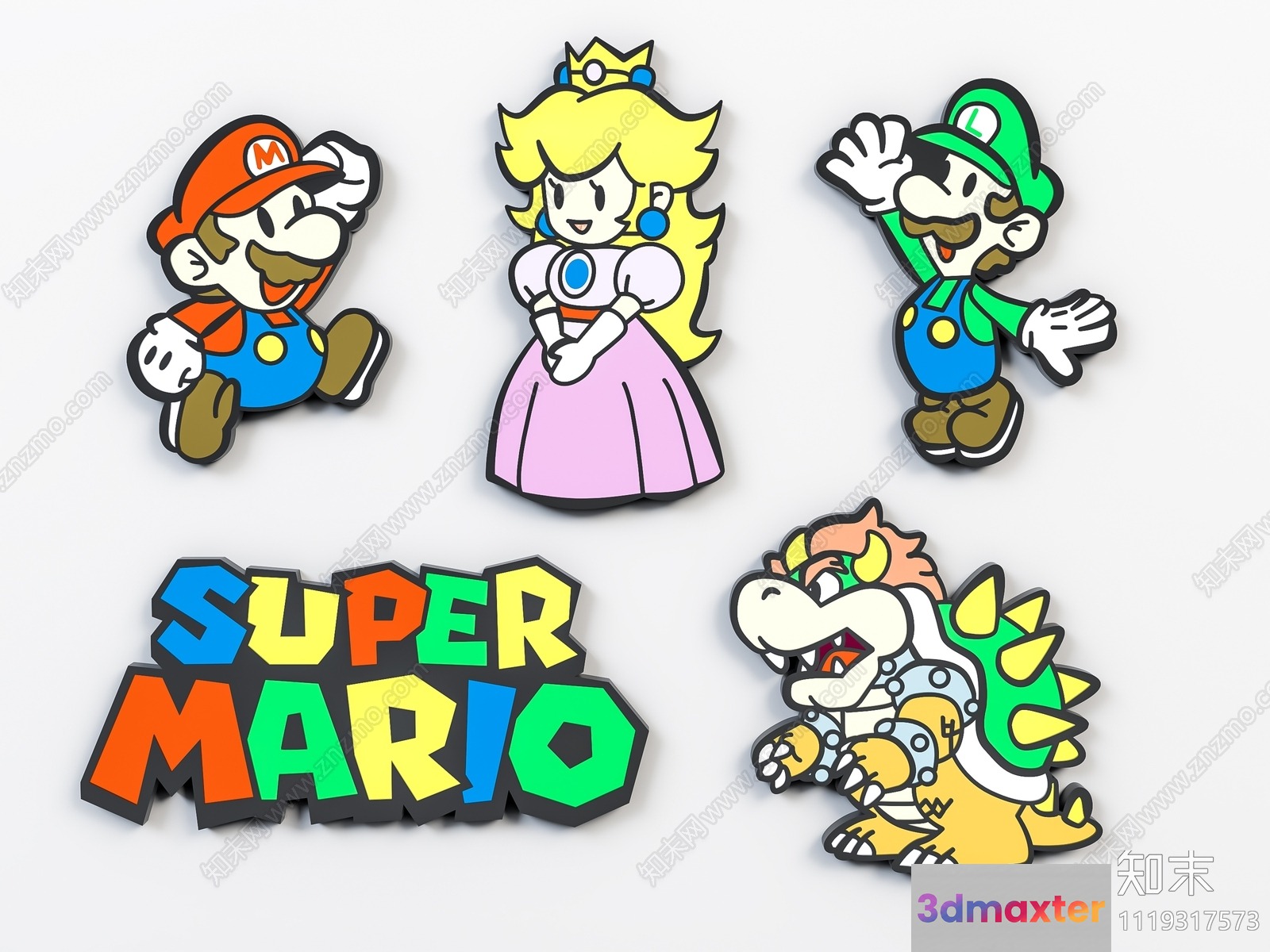 The Main Subject Is Super Mario Characters 3D Model - 12437 - VRAY Render