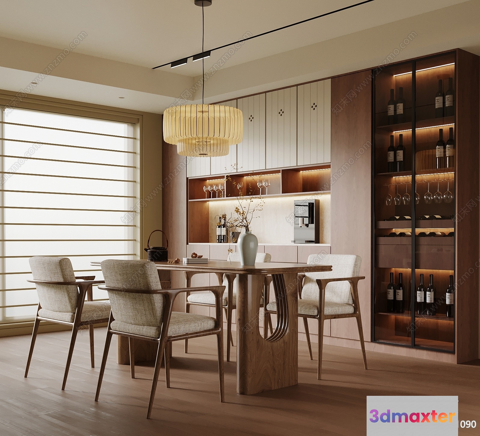 Wooden Dining Table 3D Model - 11693 - VRAY Render