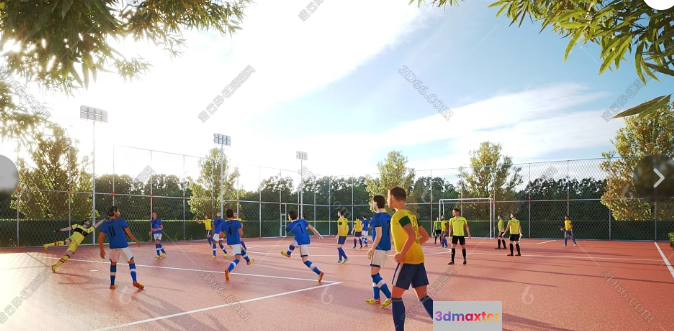People Playing Soccer 3D Model - 15893 - VRAY Render