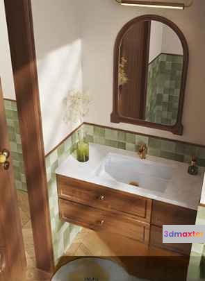 Wooden Vanity With Sink 3D Model - 19620 - VRAY Render