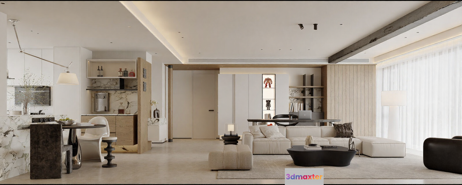 Modern Living Room 3D Model - 23038 - CORONA Render