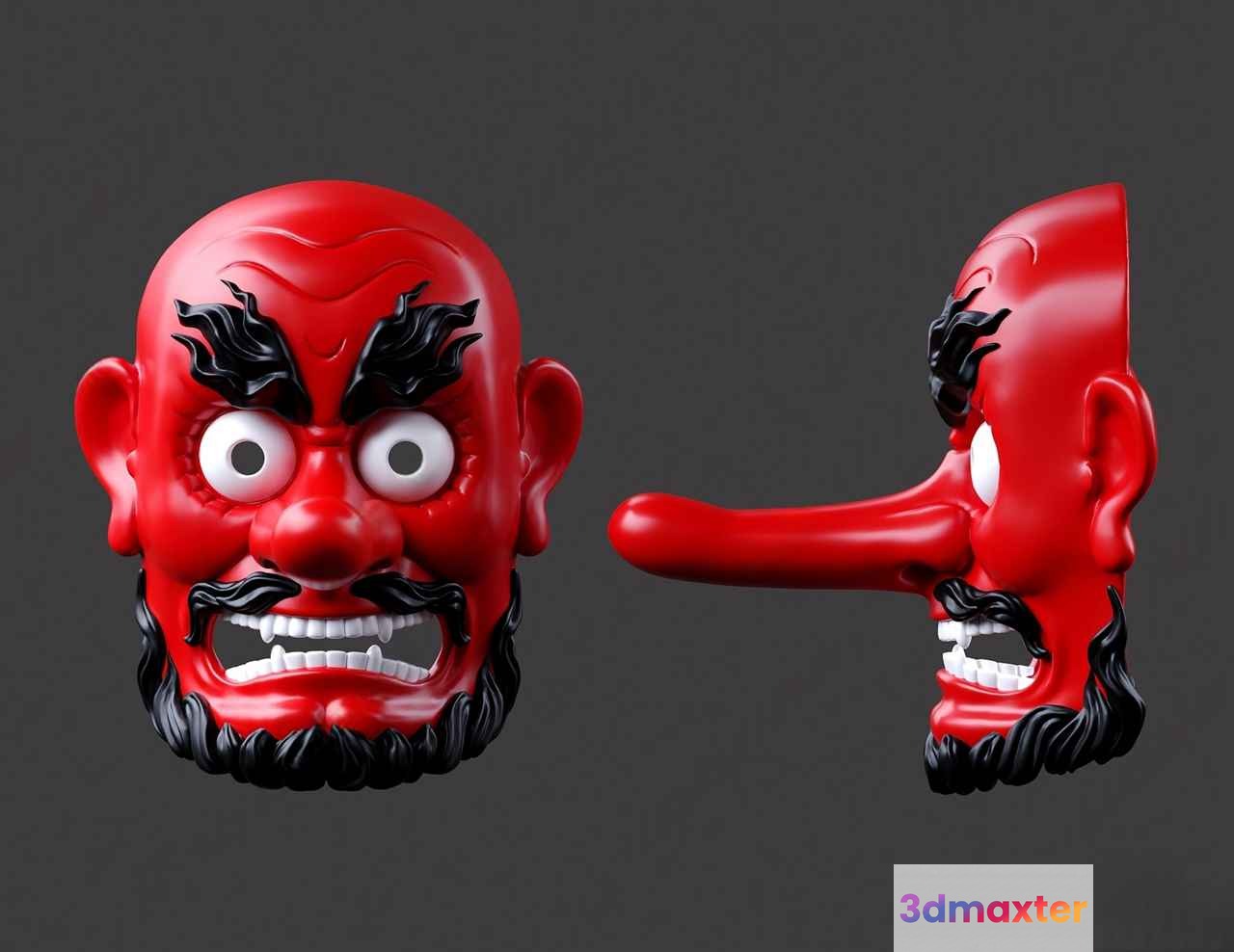 Red Plastic Devil Mask 3D Model - 1153 - CORONA Render