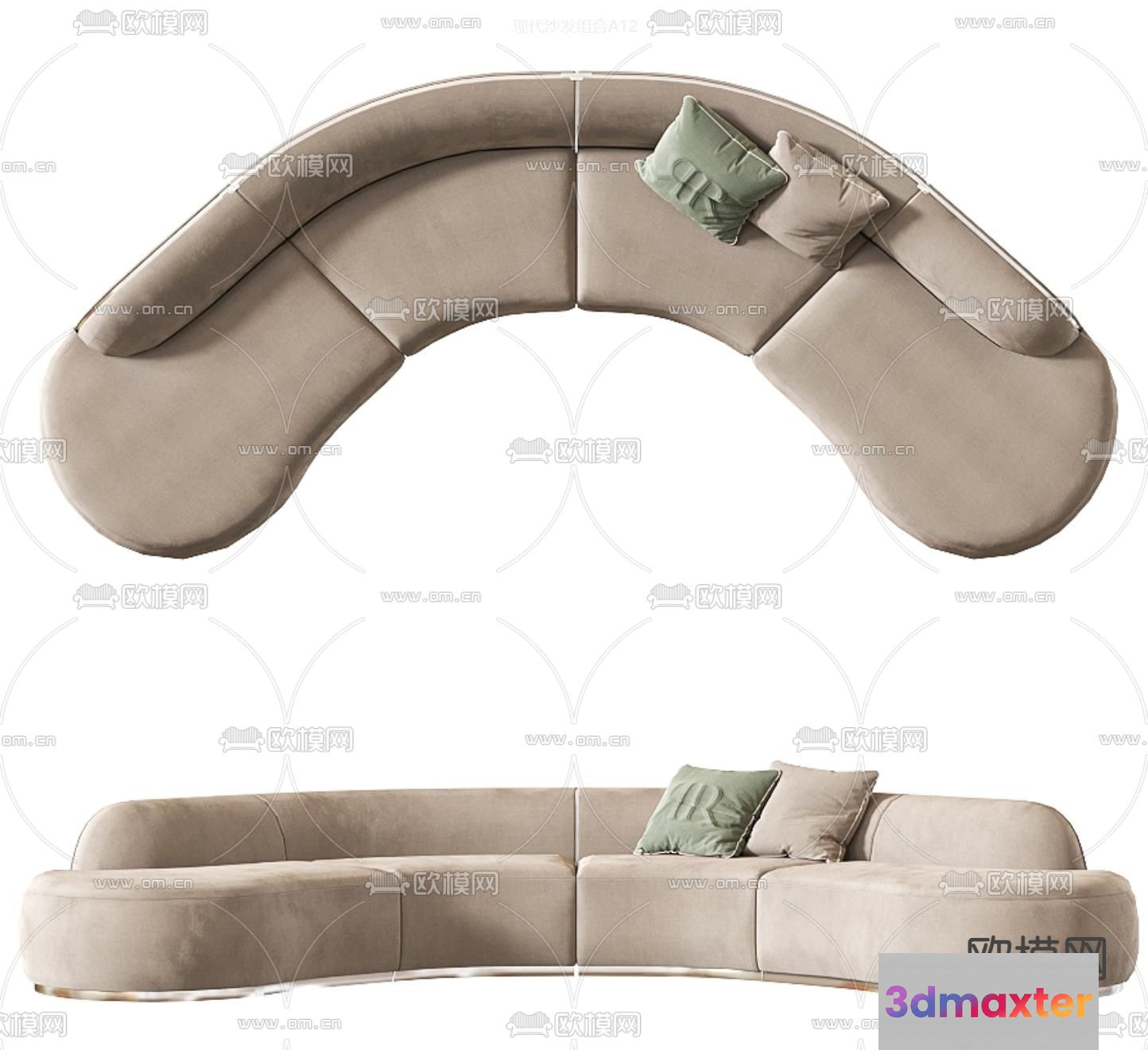Modern Curved Sofa 3D Model - 9776 - VRAY Render