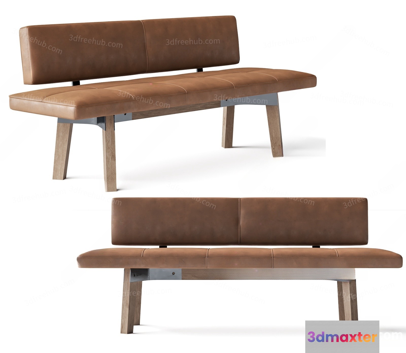 A Modern Leather Bench 3D Model - 21191 - VRAY Render