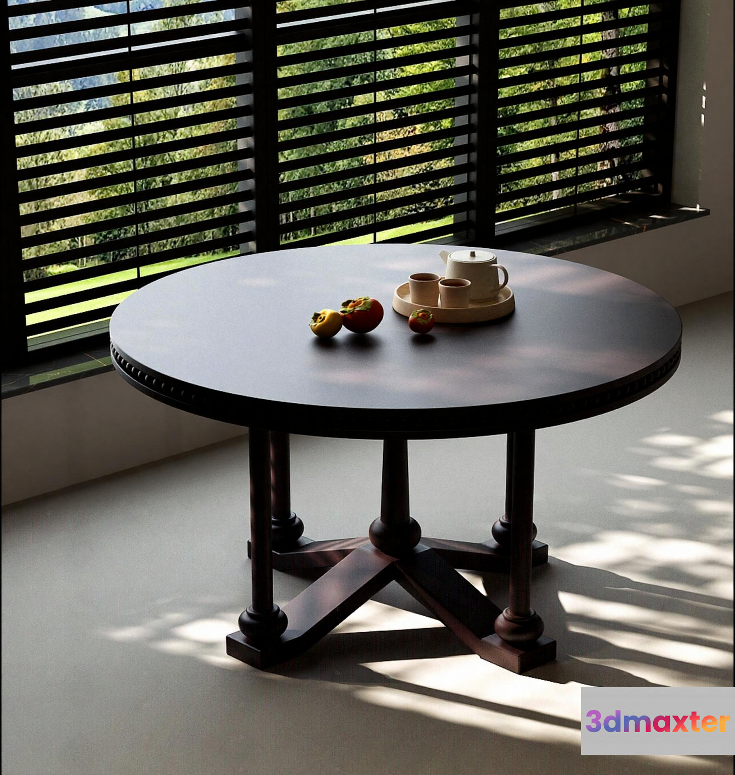 Round Wooden Table 3D Model - 9649 - VRAY Render