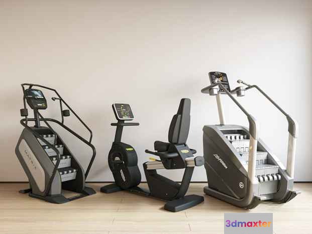 Three Gym Machines 3D Model - 13240 - VRAY Render
