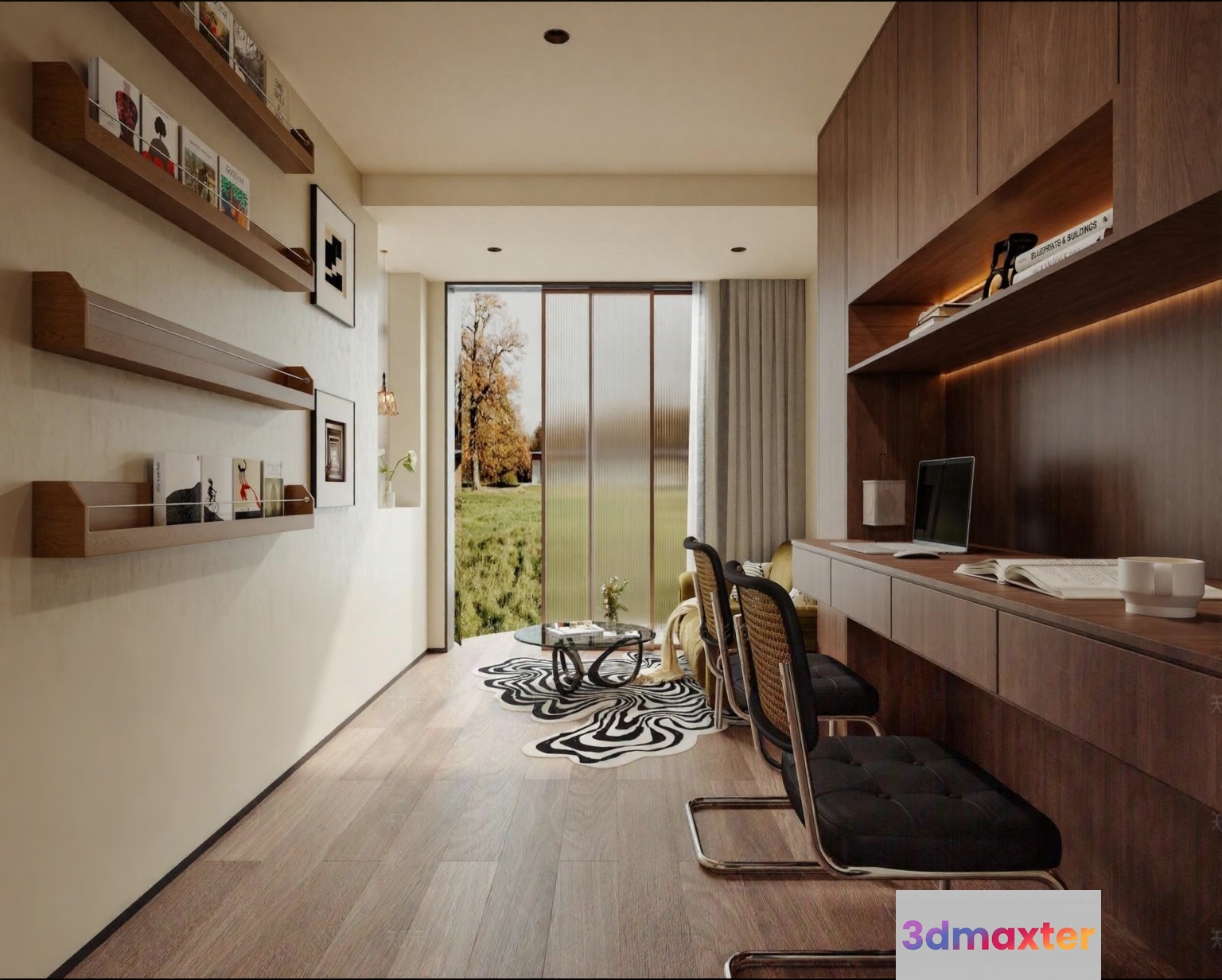 Modern Home Office 3D Model - 18037 - VRAY Render