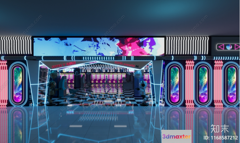 A Futuristic-Looking Arcade 3D Model - 10704 - CORONA Render