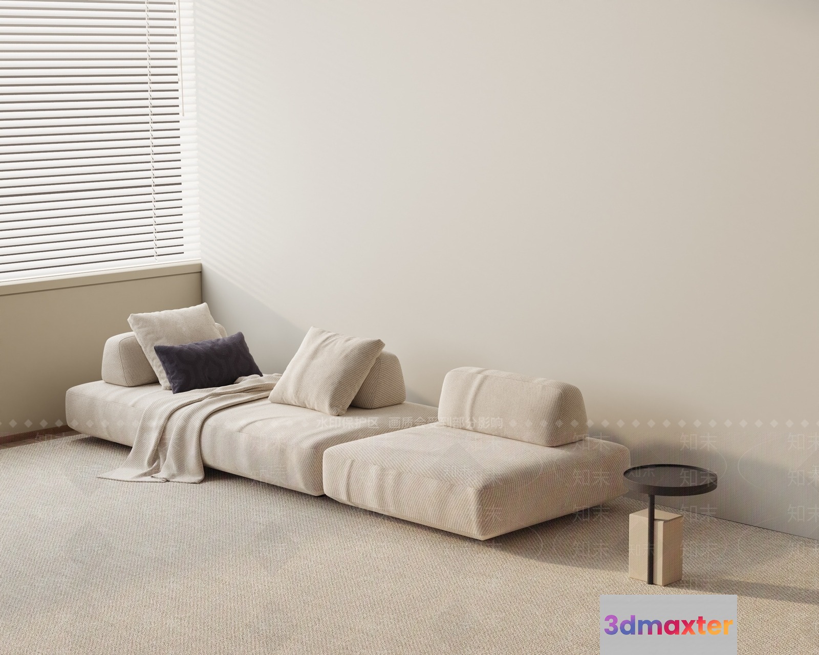 Modern Beige Couch 3D Model - 19556 - VRAY Render