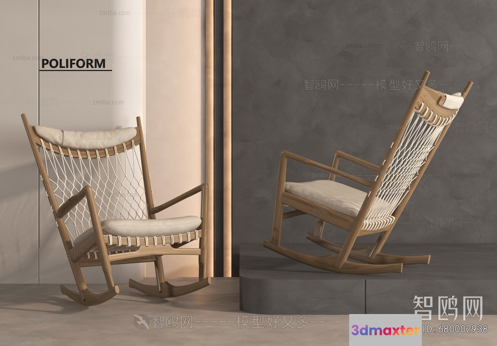 Modern Wooden Chair 3D Model - 16336 - VRAY Render