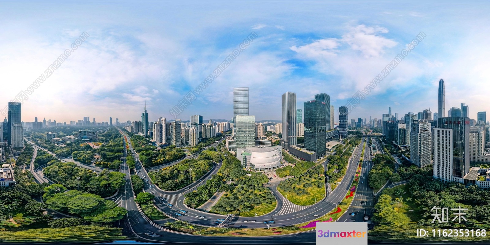 A Cityscape With A Highway 3D Model - 18089 - VRAY Render