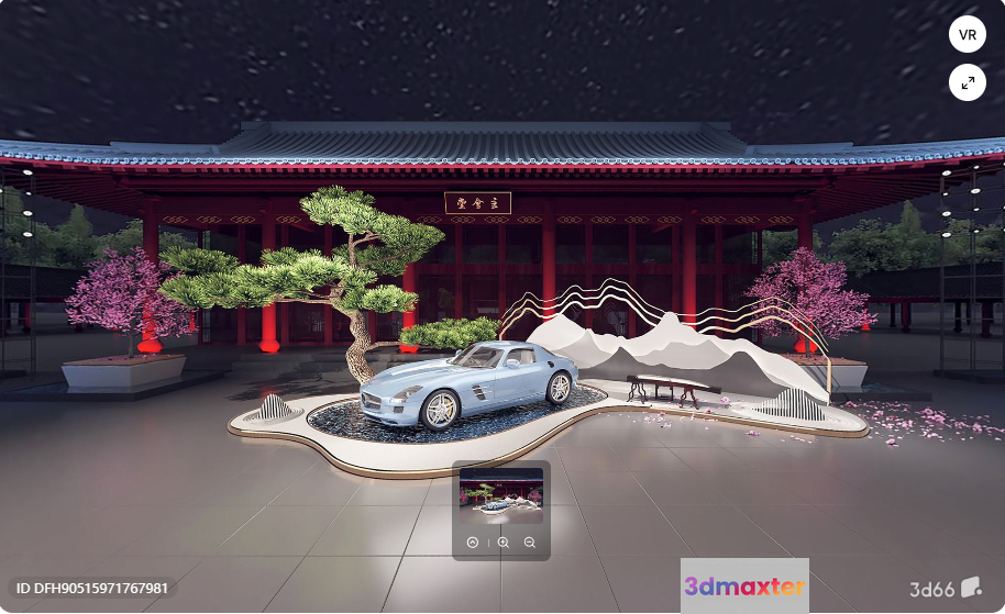 A Blue Sports Car 3D Model - 22484 - VRAY Render