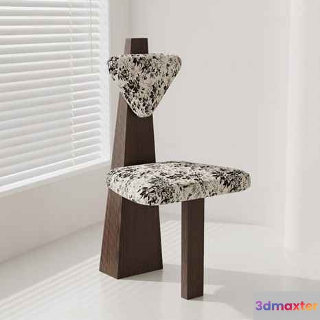 Wooden Chair With Floral Upholstery 3D Model - 6742 - VRAY Render