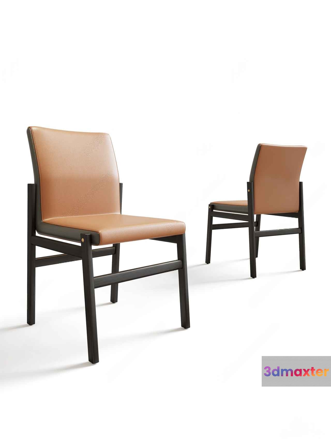 Two Tan Leather Chairs 3D Model - 11517 - VRAY Render