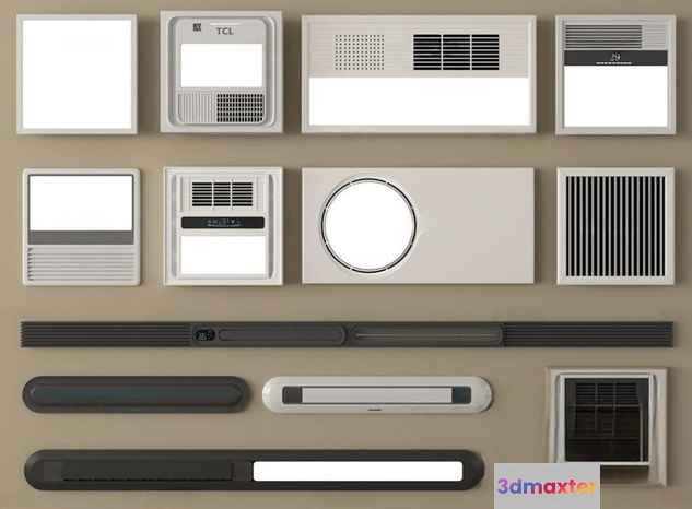 White Wall Air Conditioners 3D Model - 14374 - VRAY Render
