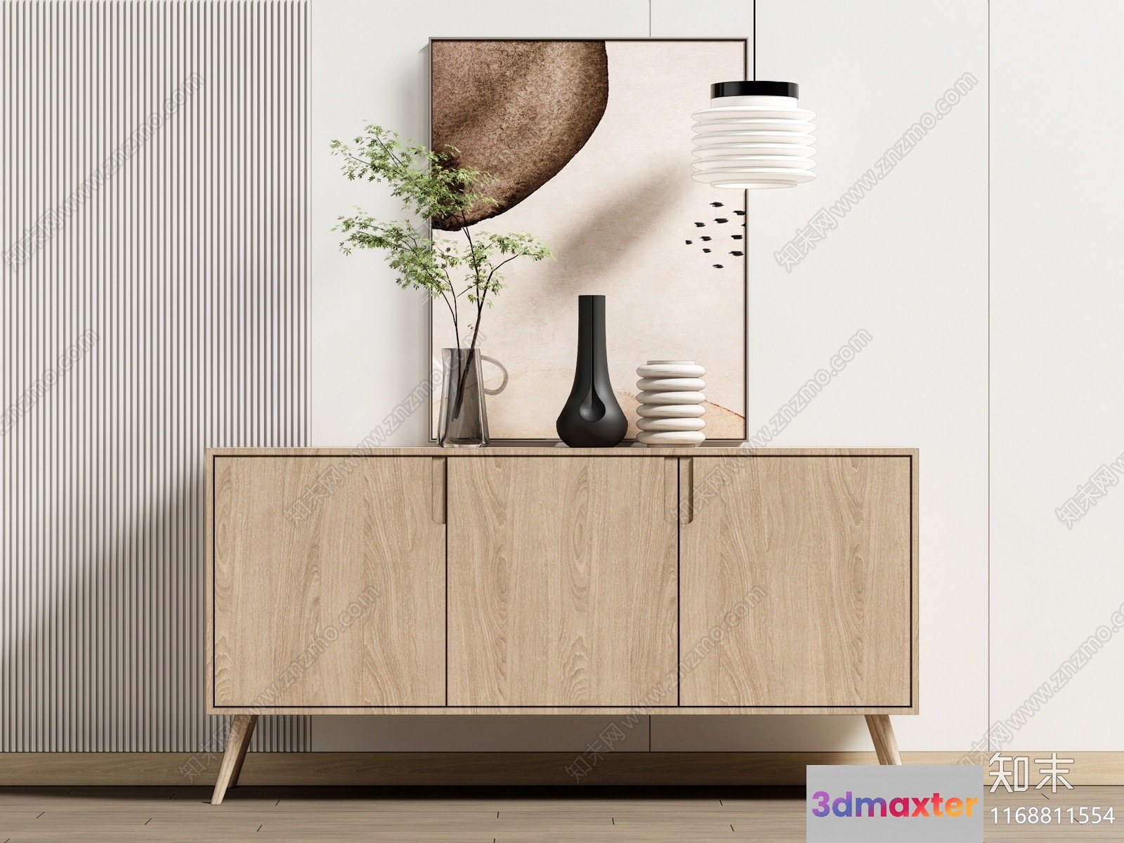 Modern Wooden Credenza 3D Model - 18145 - VRAY Render