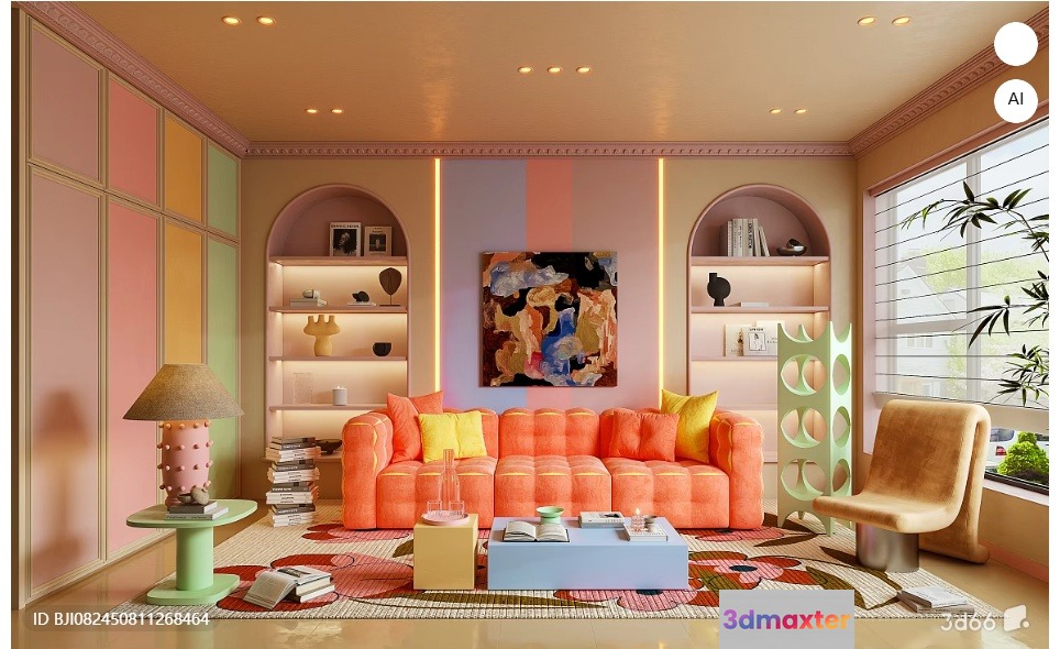 Modern Living Room 3D Model - 7469 - VRAY Render