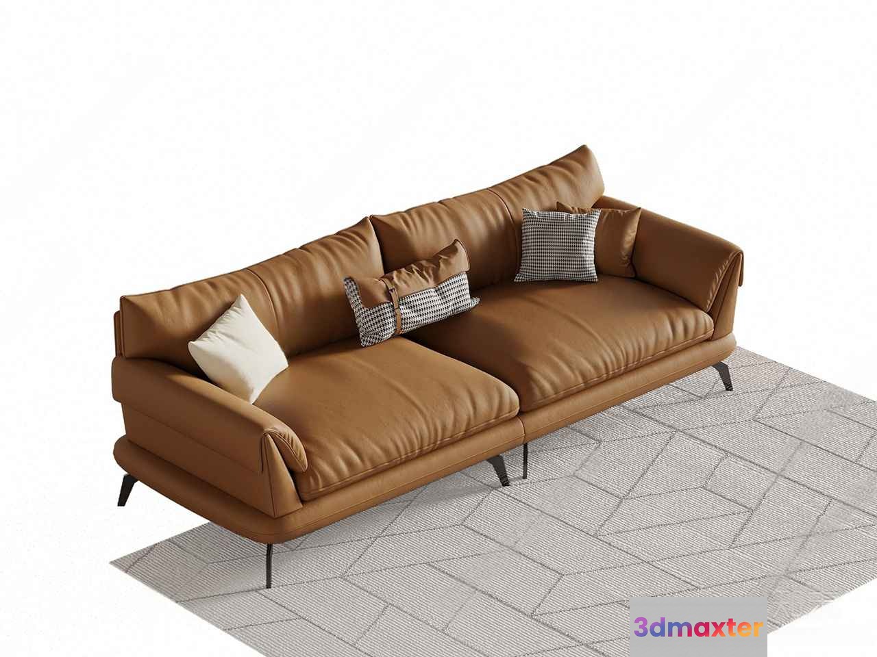 Brown Leather Sofa 3D Model - 3533 - VRAY Render