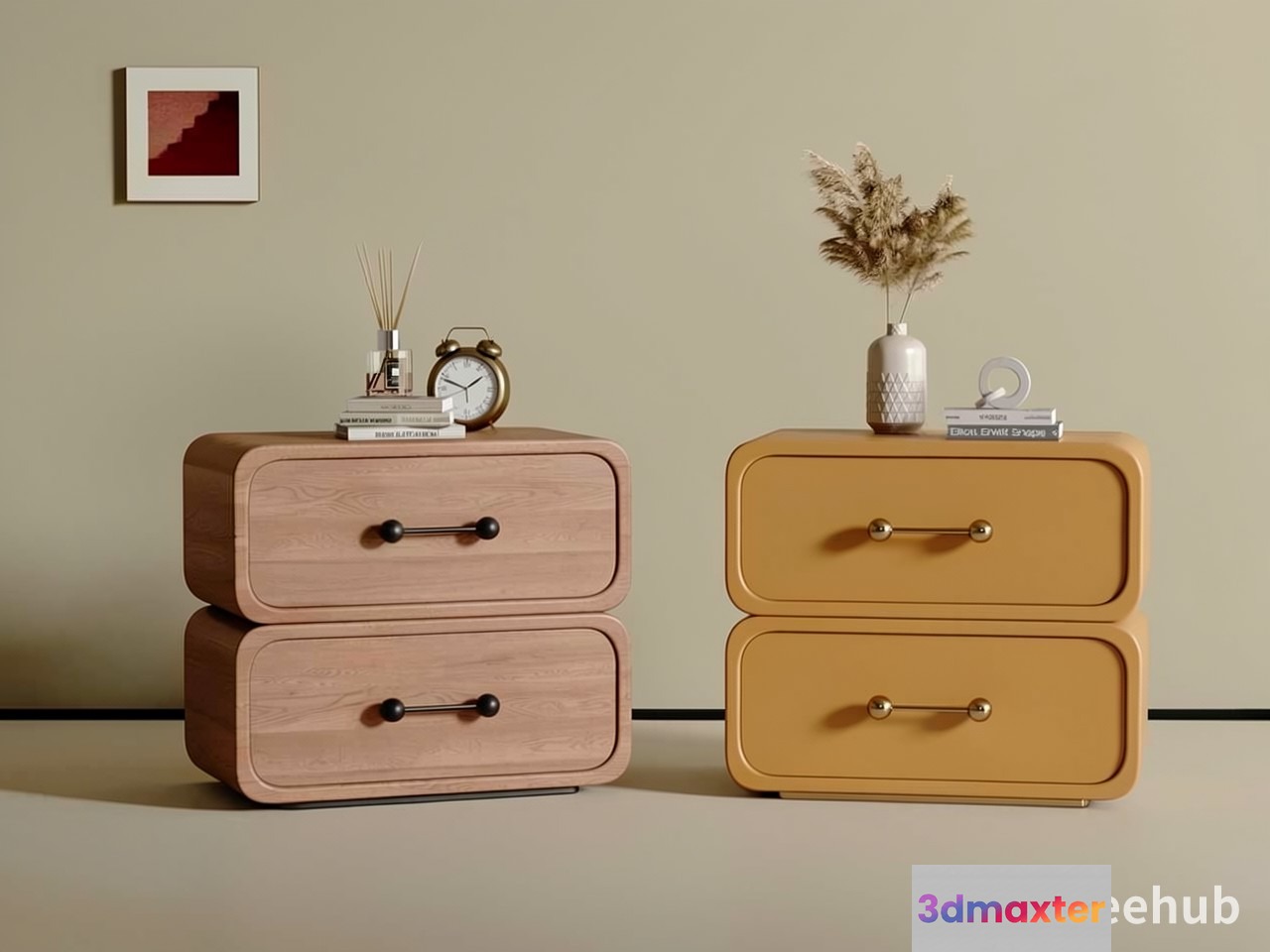 Two Nightstands With Drawers 3D Model - 22004 - VRAY Render