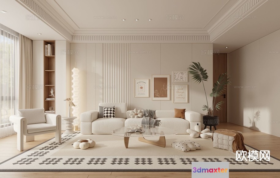 Modern Living Room 3D Model - 2672 - VRAY Render