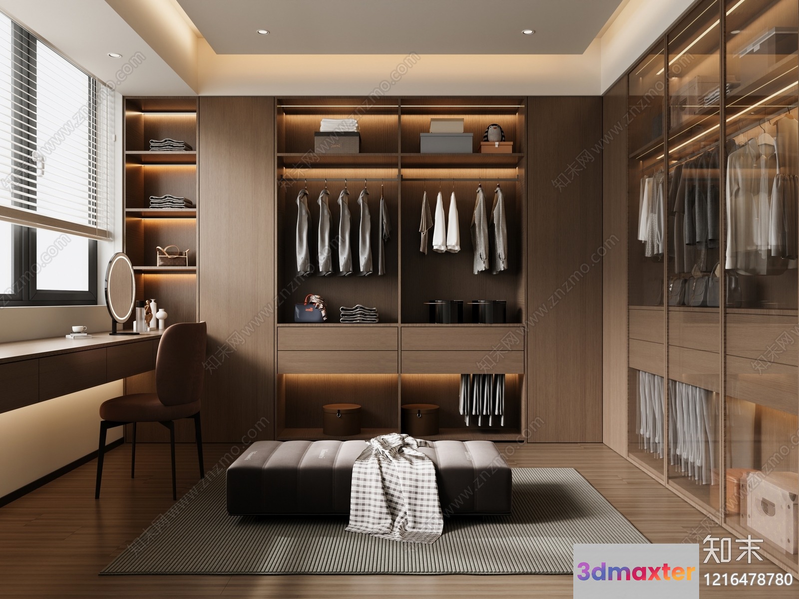 Modern Walk-In Closet 3D Model - 13785 - VRAY Render