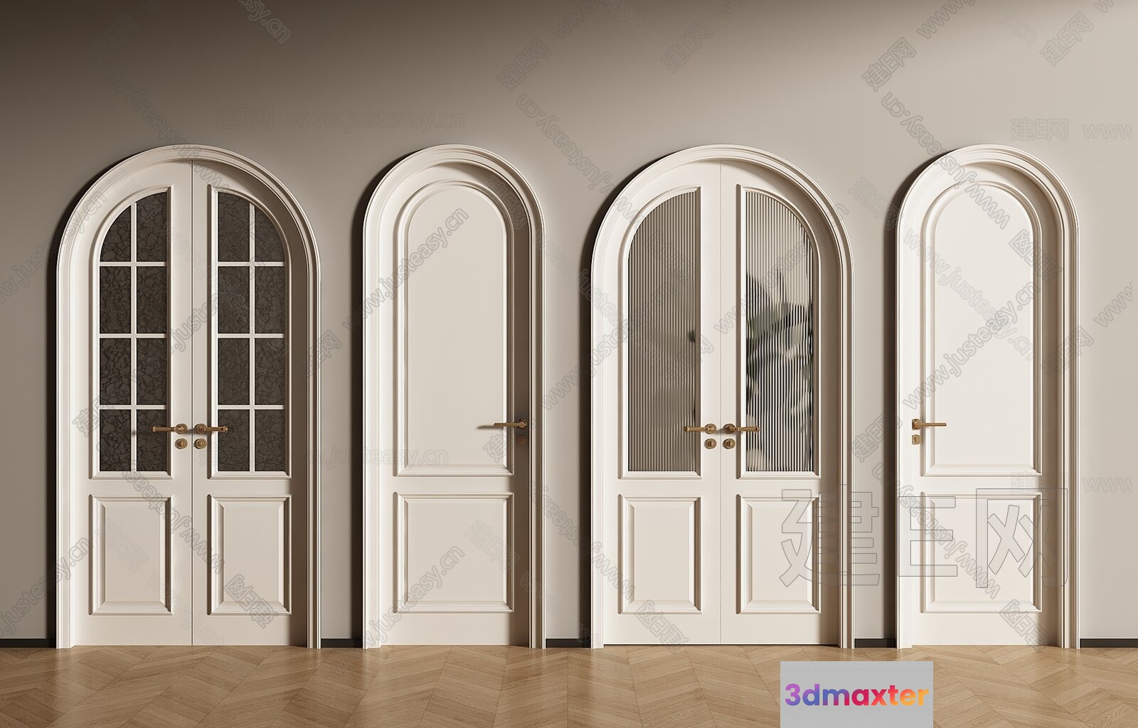 Four White Doors 3D Model - 21731 - VRAY Render