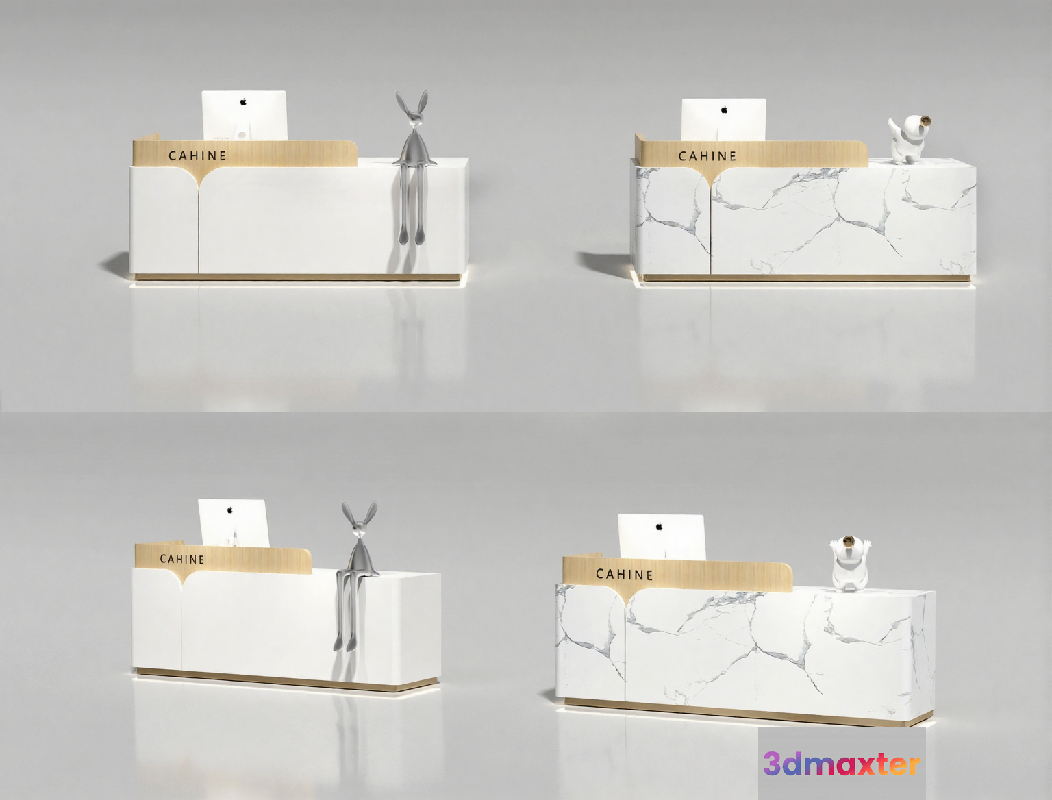 Modern White Reception Desk 3D Model - 12188 - VRAY Render