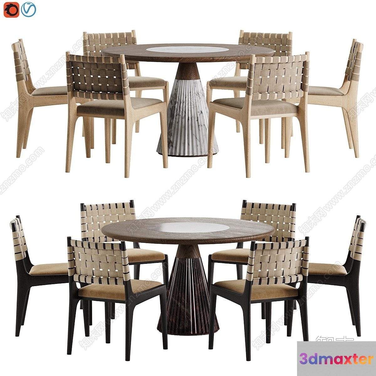 Wooden Dining Table And Chairs 3D Model - 12940 - VRAY Render