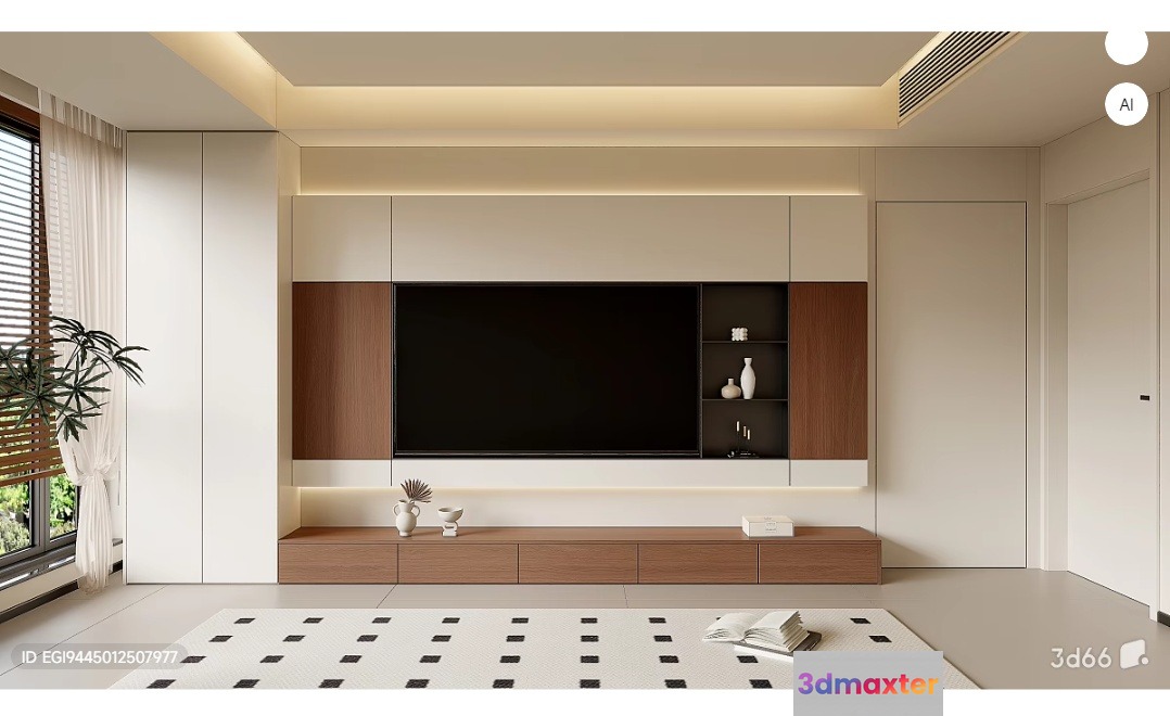 Modern Entertainment Center 3D Model - 1433 - VRAY Render