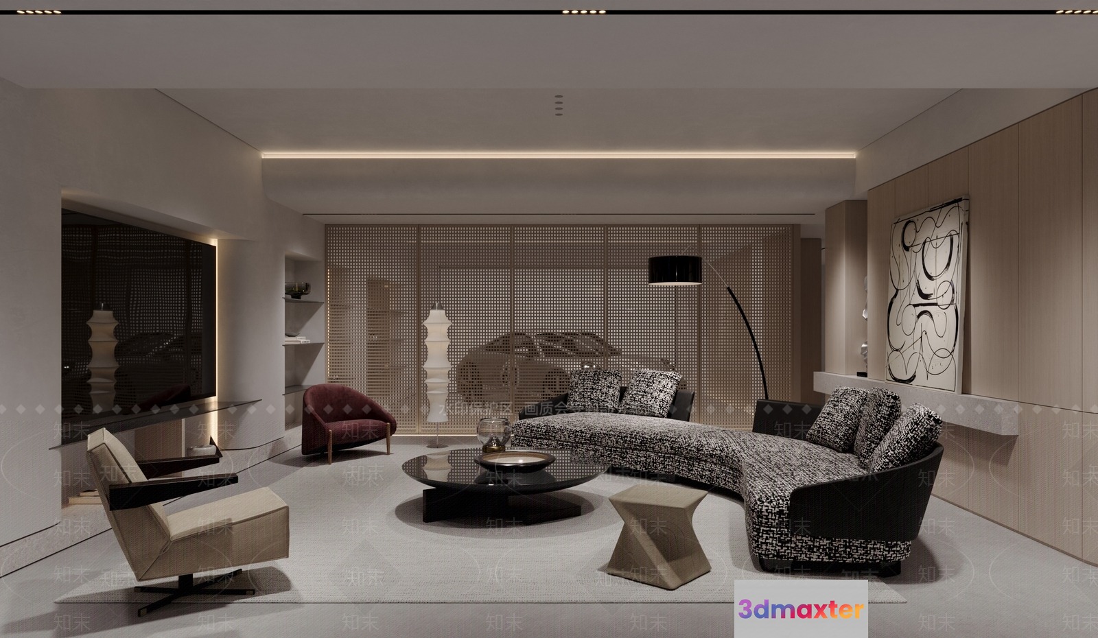 Modern Living Room 3D Model - 10899 - VRAY Render