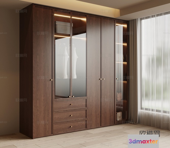 Modern Brown Wardrobe 3D Model - 11411 - VRAY Render