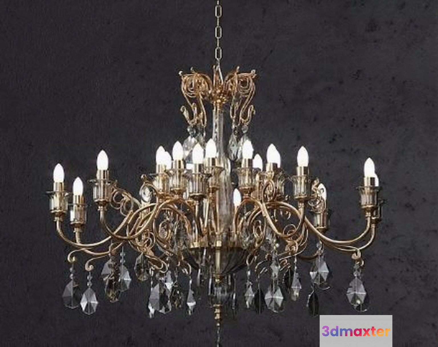 Gold Chandelier 3D Model - 13457 - VRAY Render