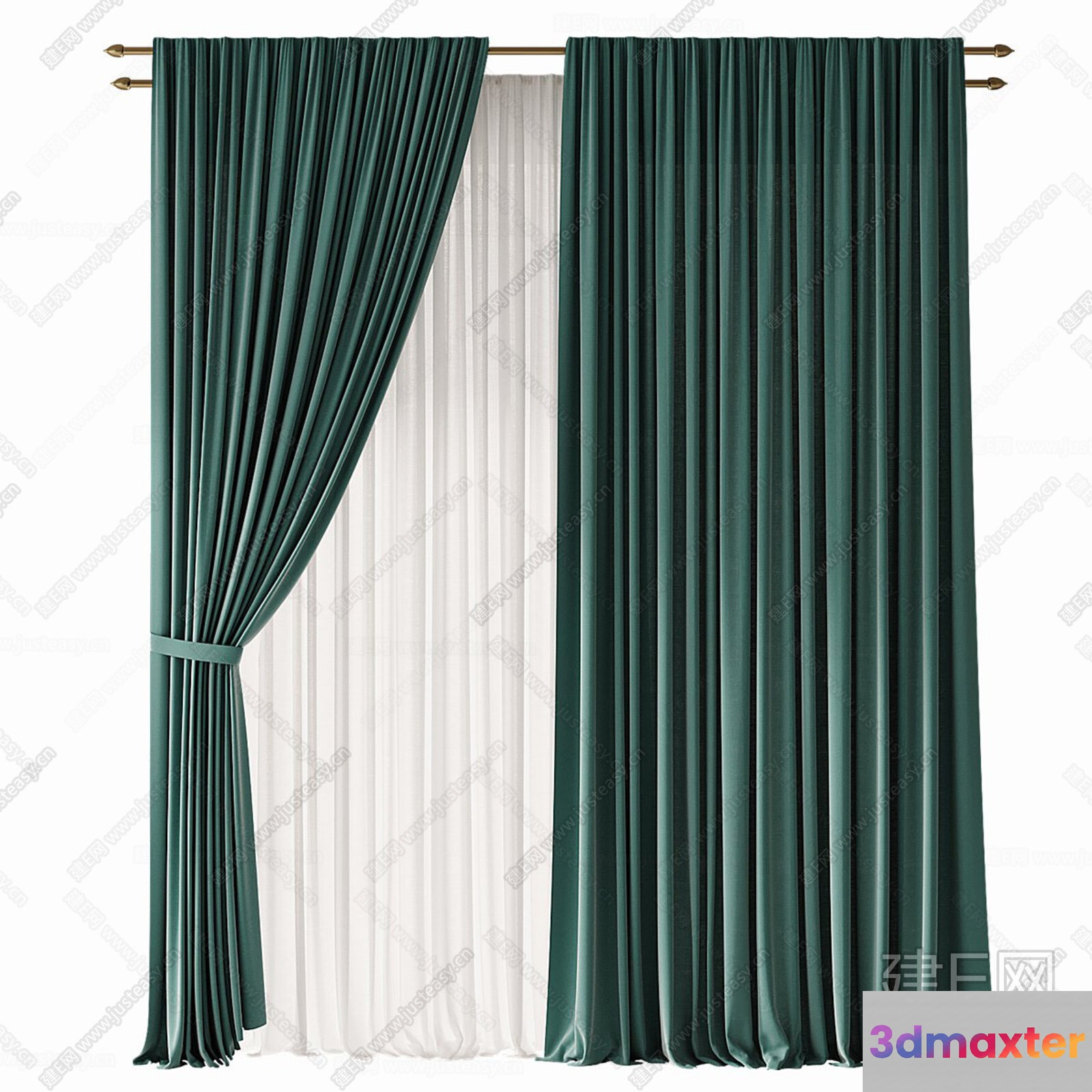 The Main Subject Is A Curtain And It Is Green 3D Model - 10700 - CORONA Render