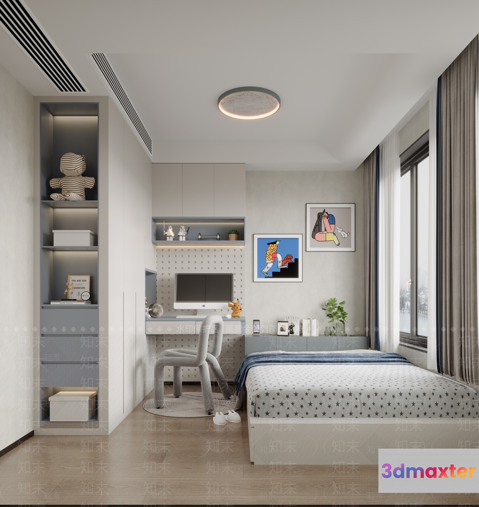 Modern Minimalist Bedroom 3D Model - 594 - VRAY Render