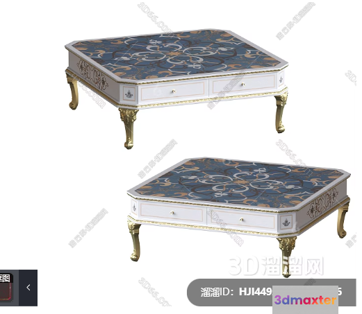Gold And White Coffee Table 3D Model - 7777 - VRAY Render