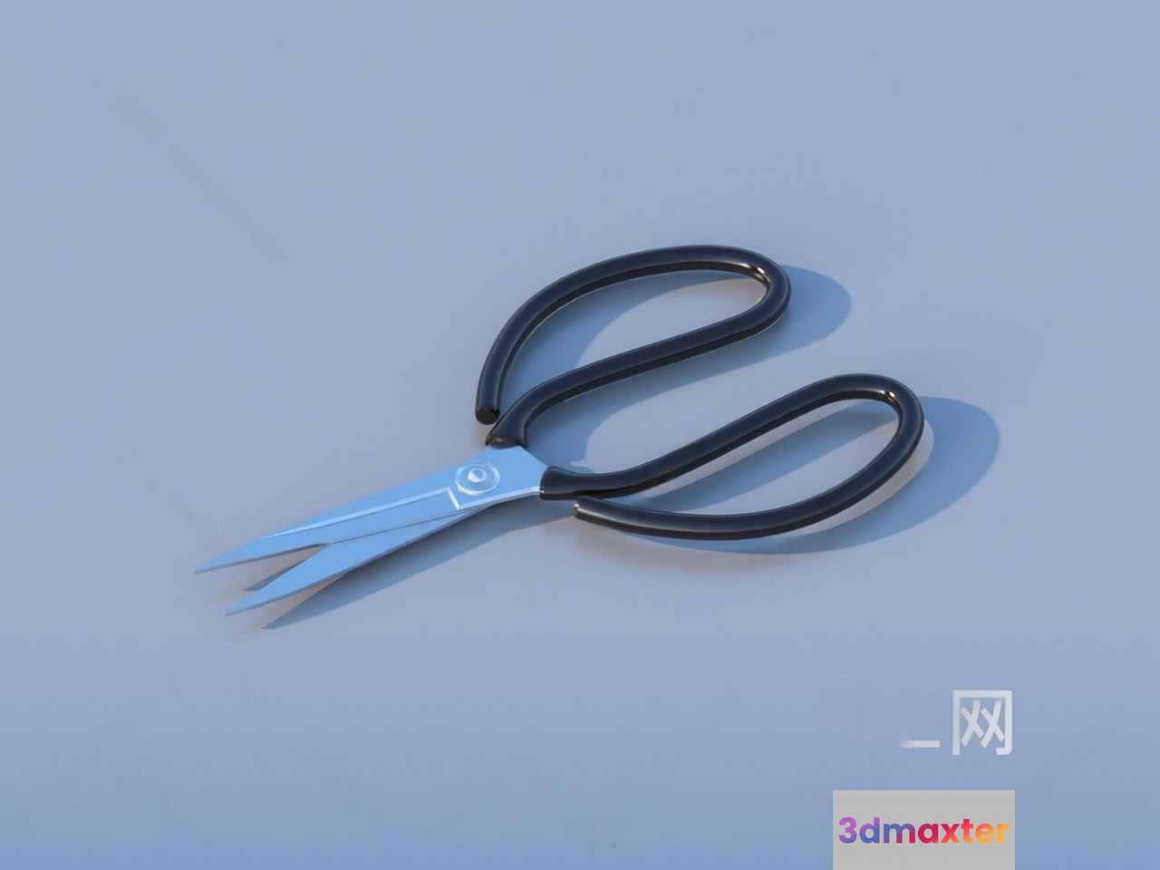 A Pair Of Scissors With Black Handles 3D Model - 2147 - VRAY Render