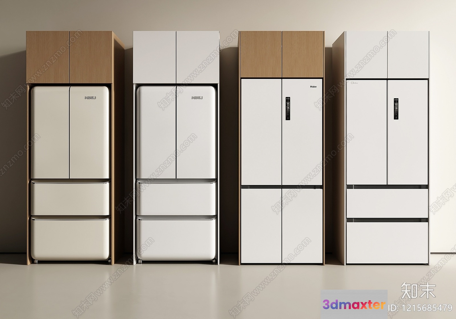 Modern White Refrigerators 3D Model - 15517 - VRAY Render