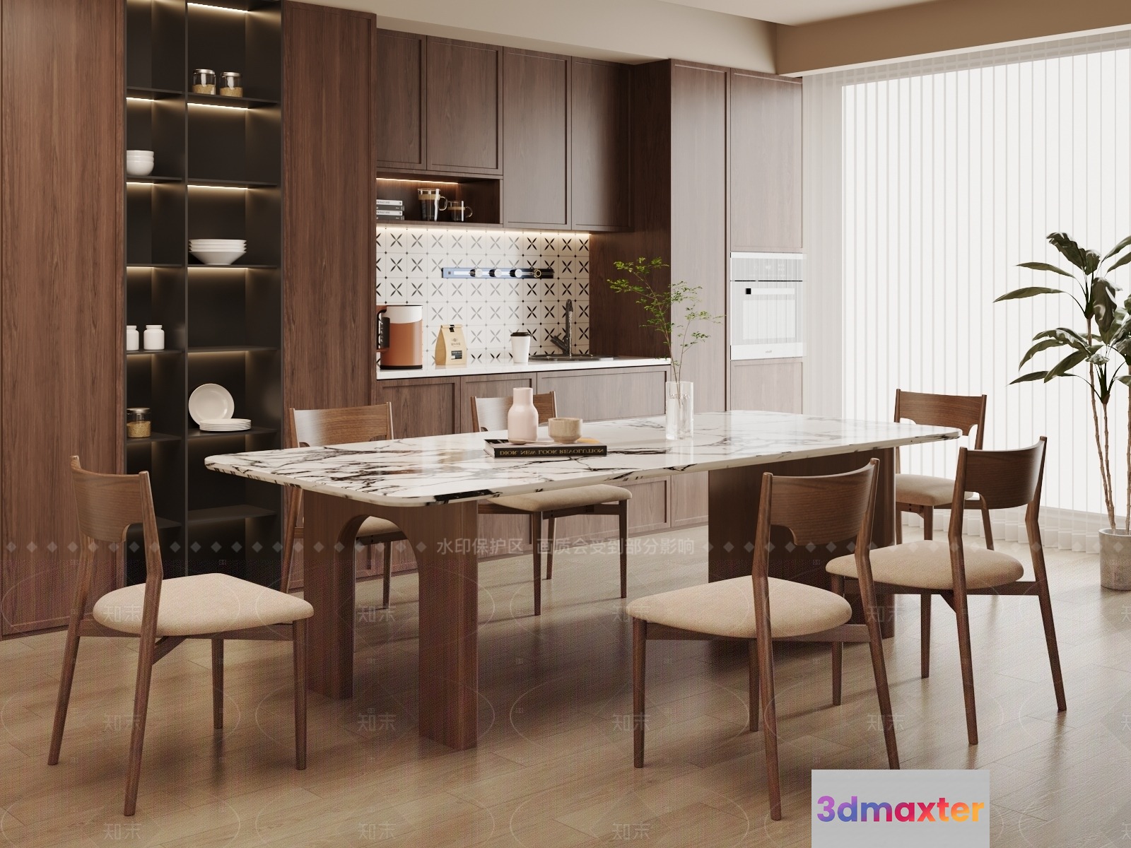 Modern Dining Room 3D Model - 10484 - VRAY Render